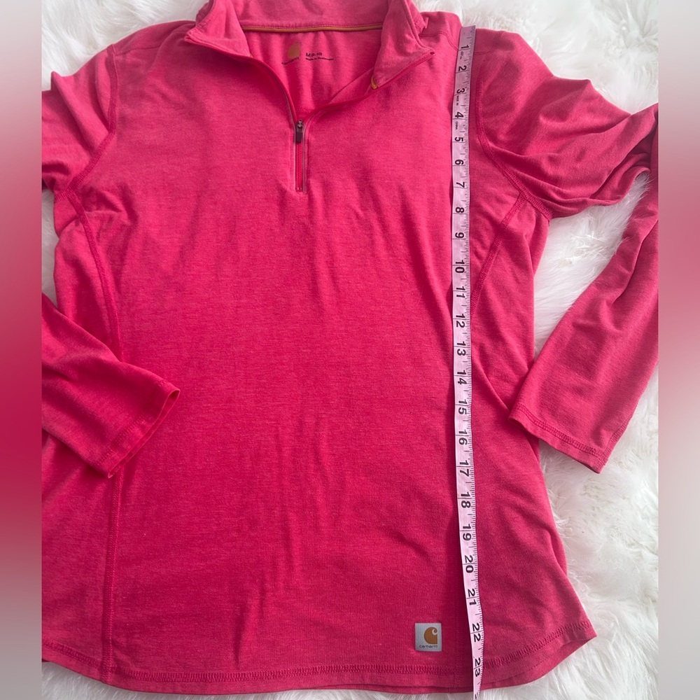 Carhartt Women's Force Long-Sleeve half Zip-Up Shirt size M Red Pink Heather - Picture 3 of 7